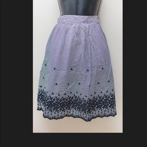 Kate Spade striped blue skirt, embroidered detail